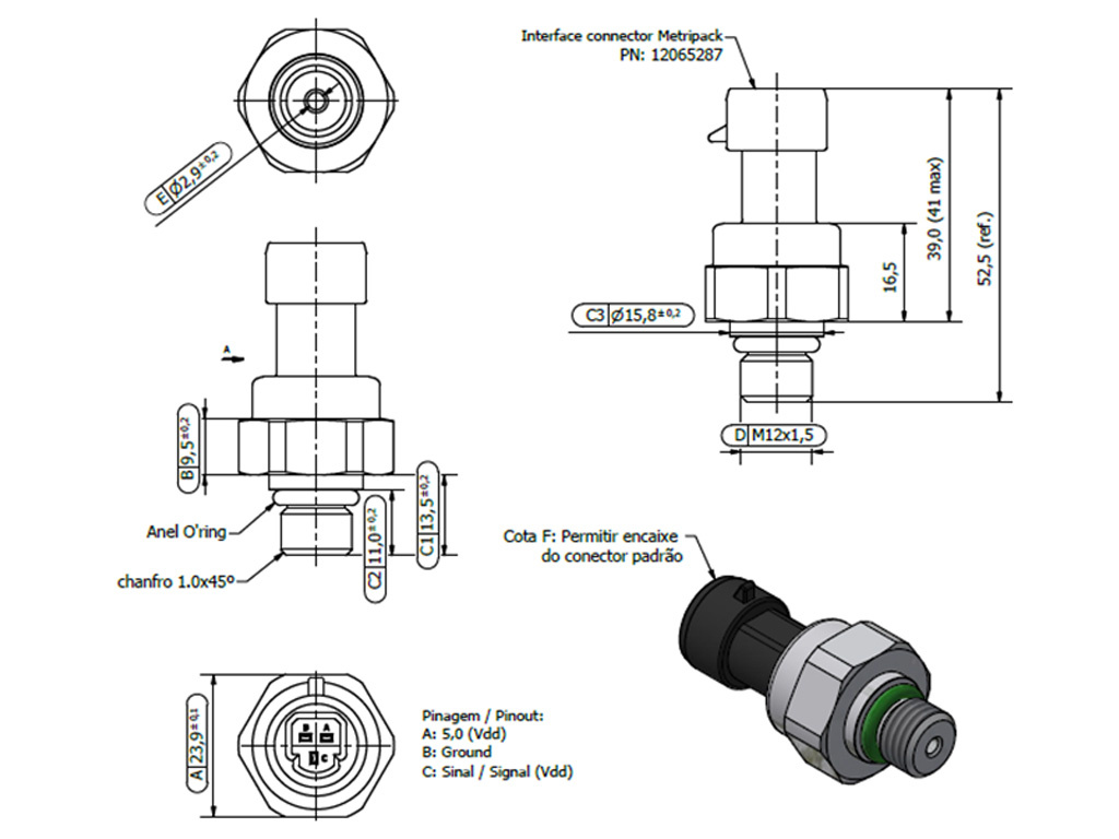 Desenho técnico — Sensor de Pressão
