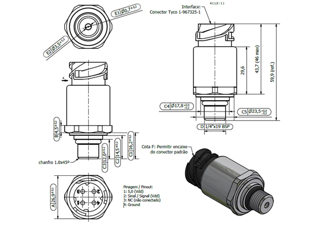 Desenho técnico — Sensor de Pressão