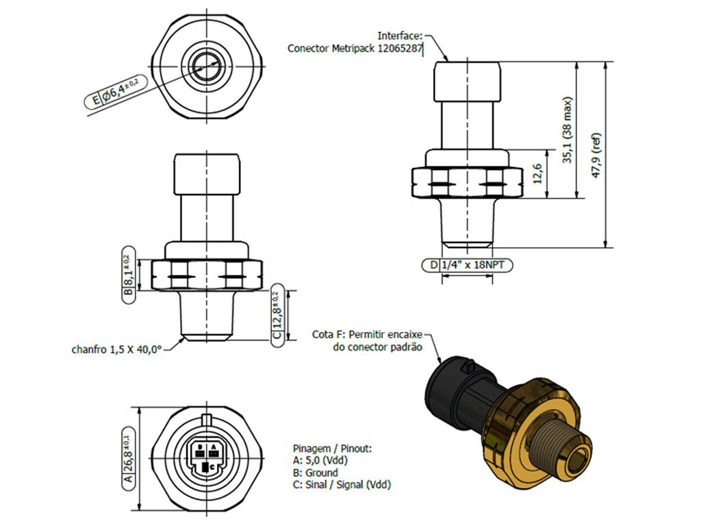 Desenho técnico — Sensor de Pressão