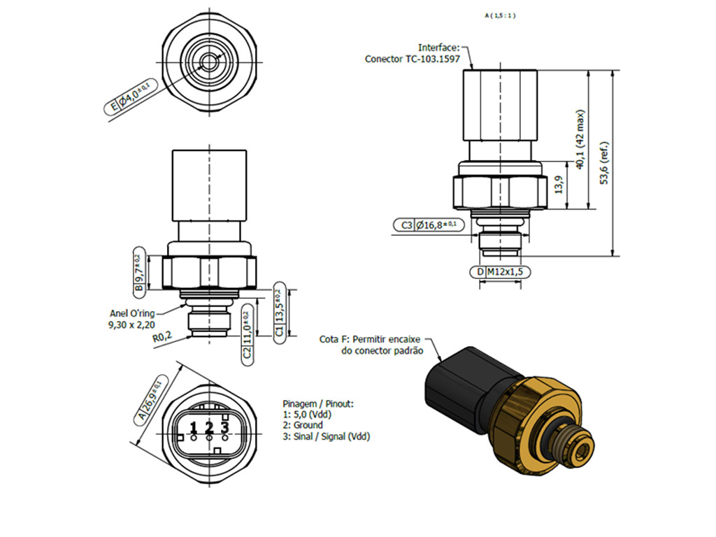 Desenho técnico — Sensor de Pressão