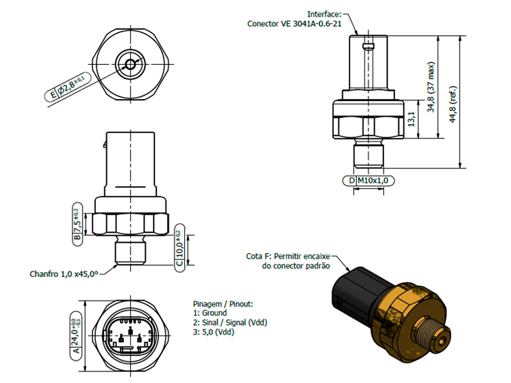 Desenho técnico — Sensor de Pressão