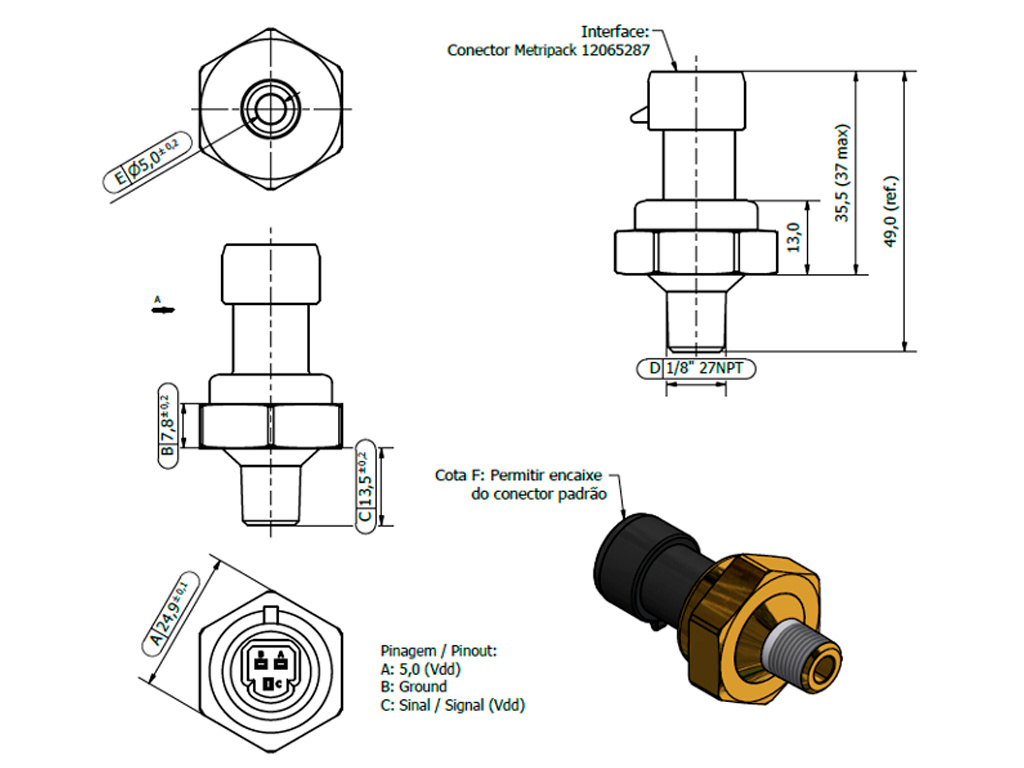 Desenho técnico — Sensor de Pressão