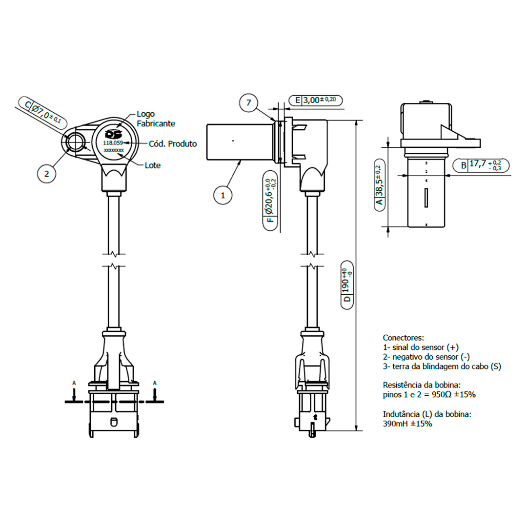 Desenho técnico — Sensor de Rotação