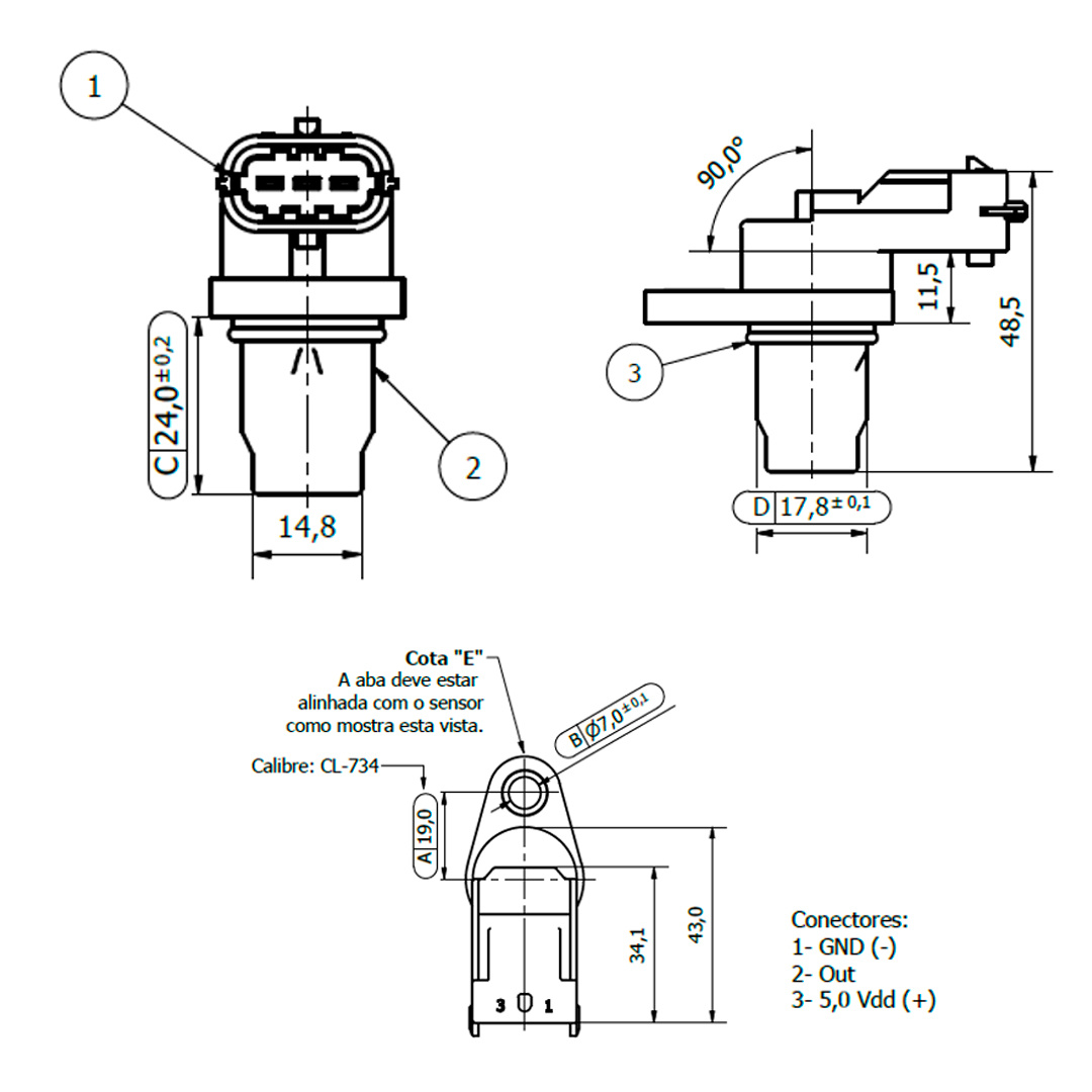 Desenho técnico — Sensor de Rotação