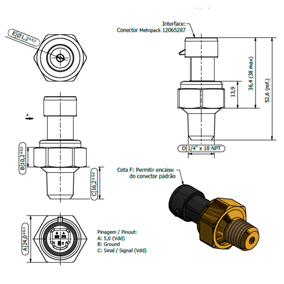 Desenho técnico — Sensor de Pressão