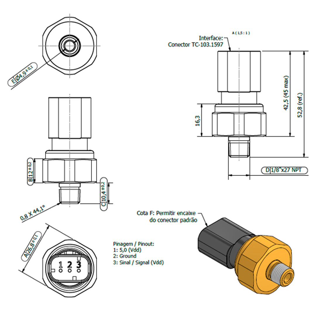 Desenho técnico — Sensor de Pressão