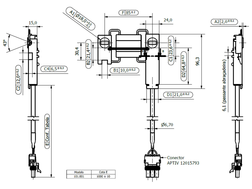 Desenho técnico — Sensor de Semente