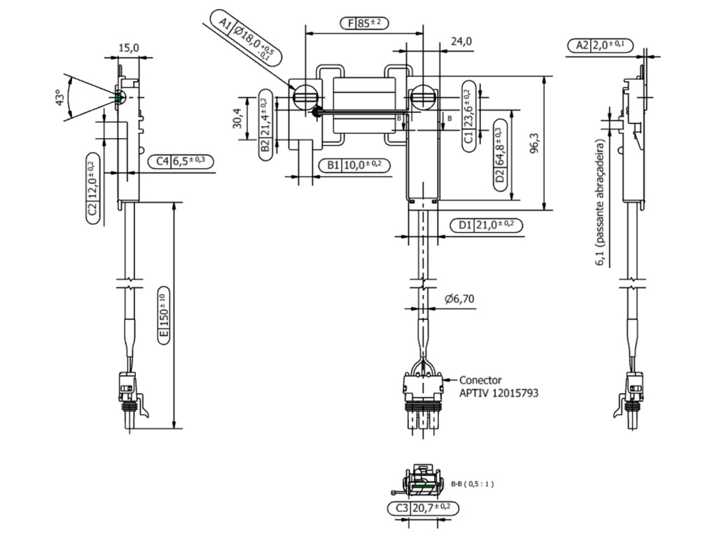 Desenho técnico — Sensor de Semente