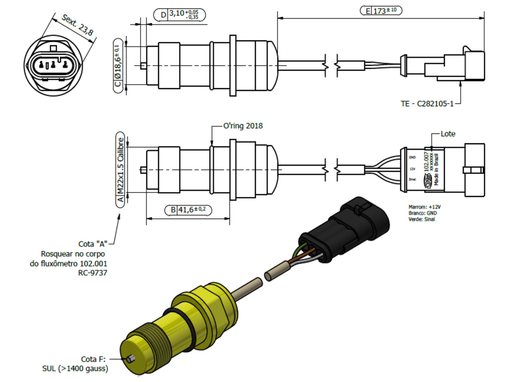 Desenho técnico — Fluxometro