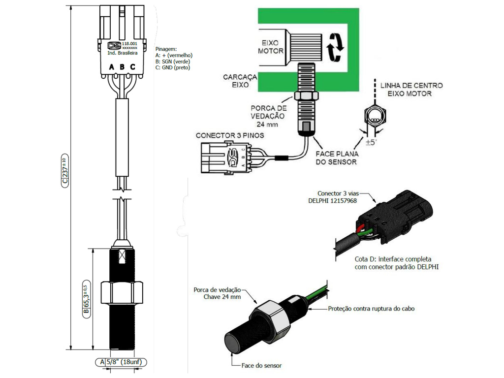 Desenho técnico — Sensor de Rotação