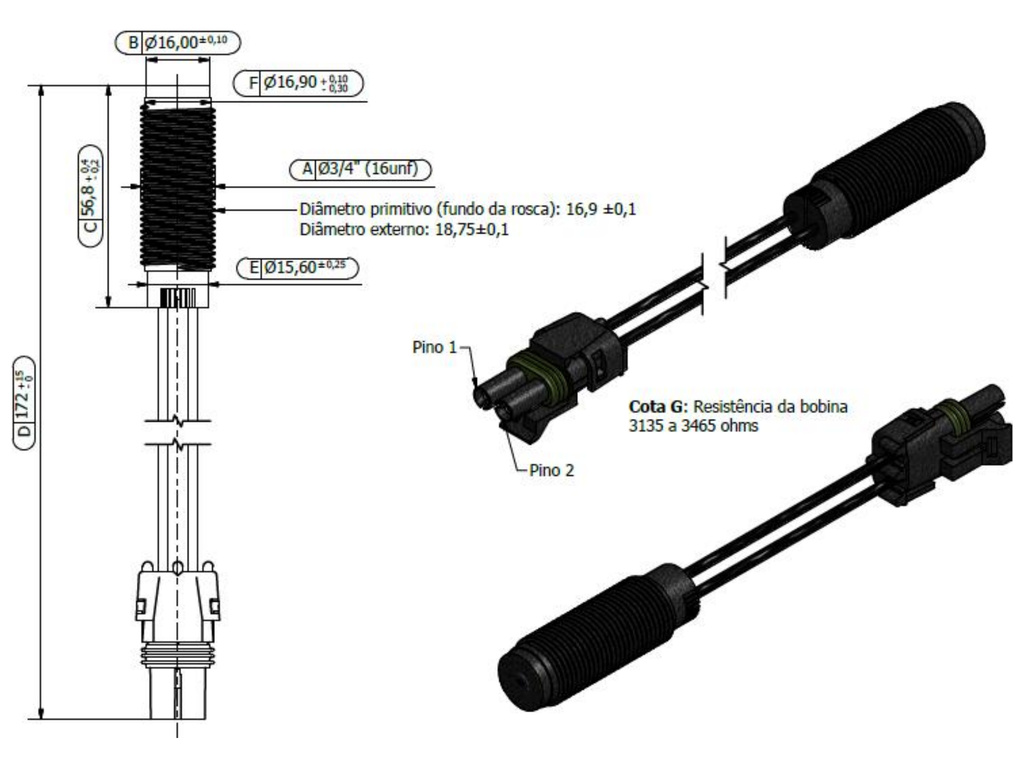 Desenho técnico — Sensor de Rotação