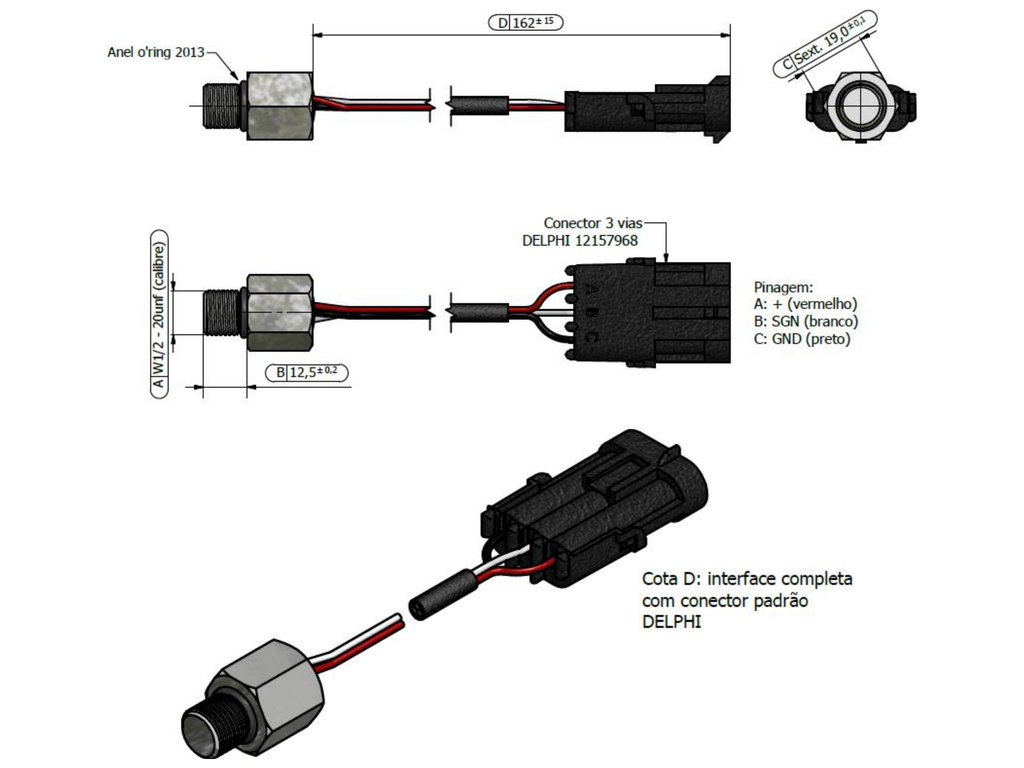 Desenho técnico — Sensor de Rotação