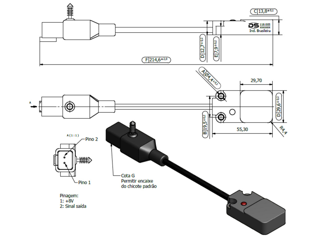 Desenho técnico — Sensor de Rotação