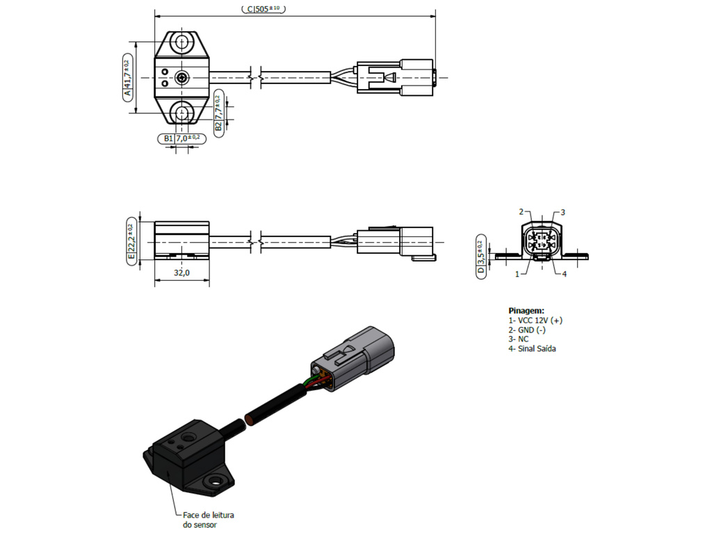 Desenho técnico — Sensor de Rotação