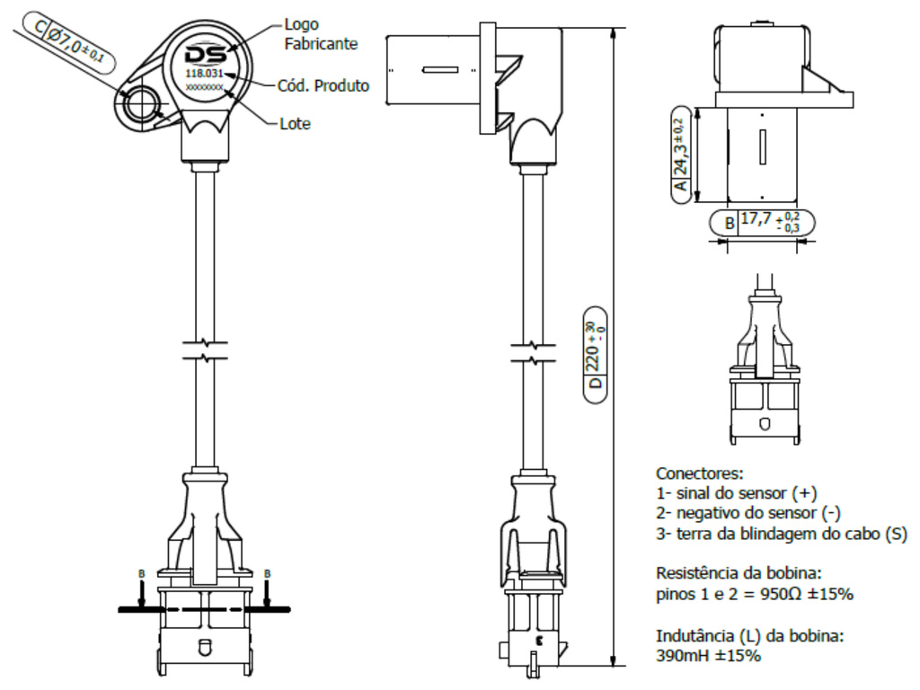 Desenho técnico — Sensor de Rotação