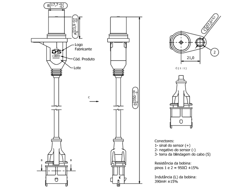 Desenho técnico — Sensor de Rotação