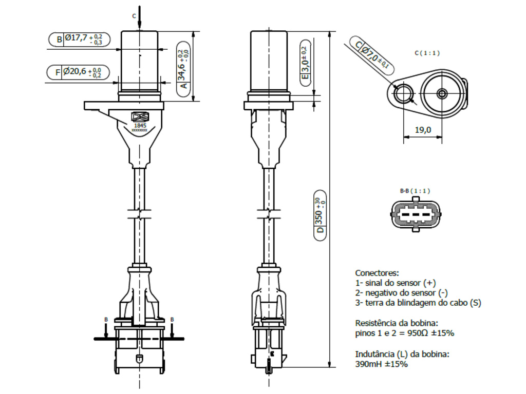Desenho técnico — Sensor de Rotação