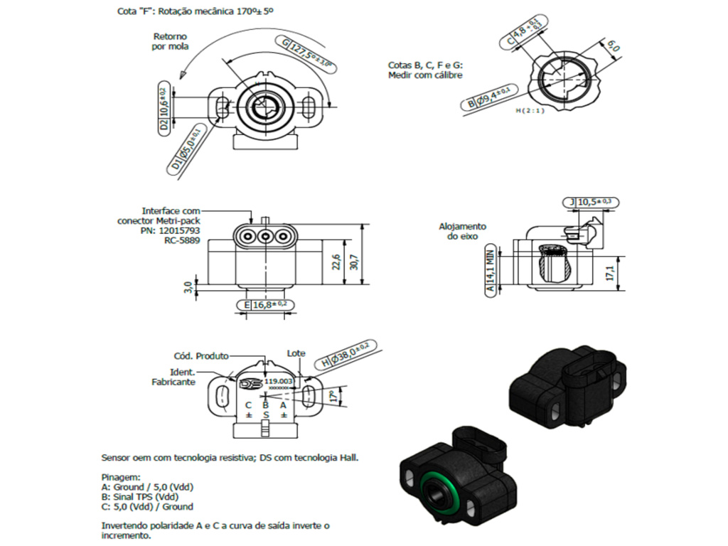 Desenho técnico — Sensor de Posição