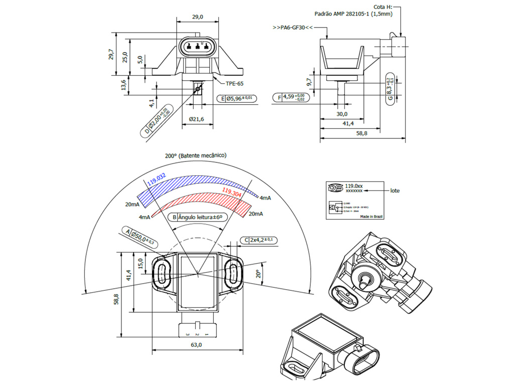 Desenho técnico — Sensor de Posição