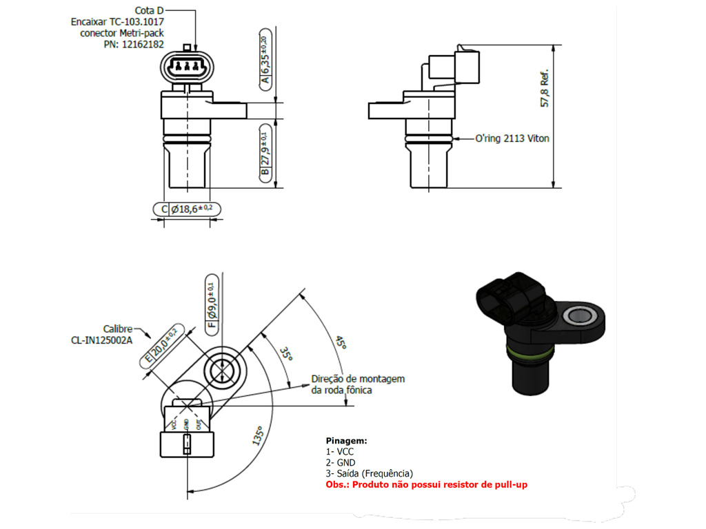 Desenho técnico — Sensor de Velocidade
