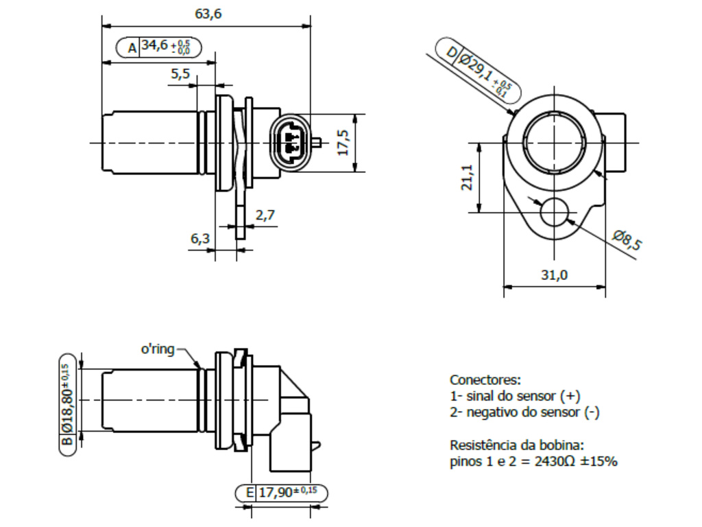 Desenho técnico — Sensor de Velocidade