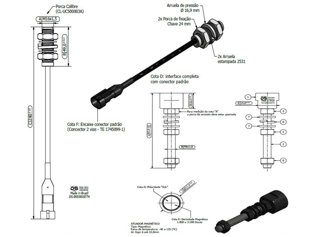 Desenho técnico — Sensor Magnético